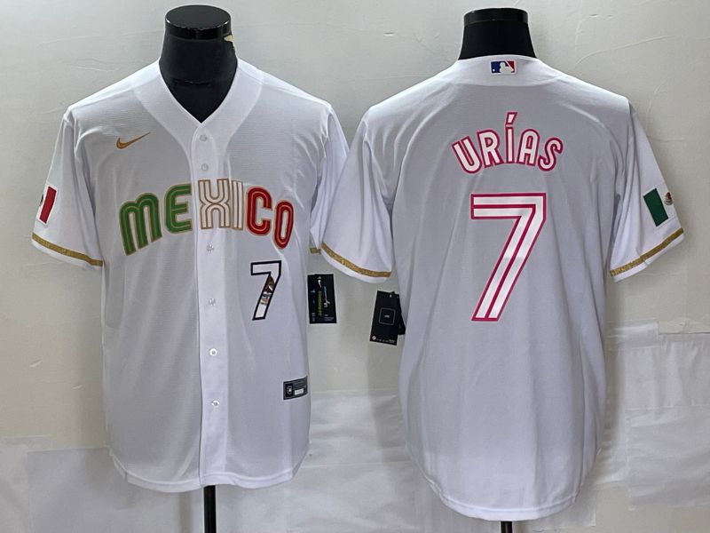 Men 2023 World Cub Mexico 7 Urias White Nike MLB Jersey style 26